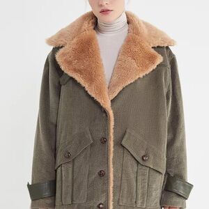 Avec Les Filles Sherpa Trim Corduroy Jacket  - Size S